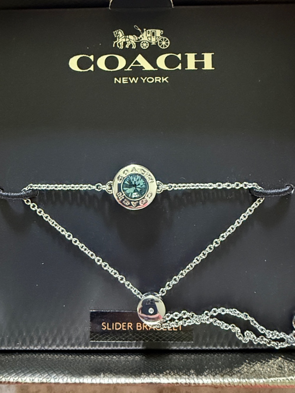Coach Silver Bracelet with Teal Stone